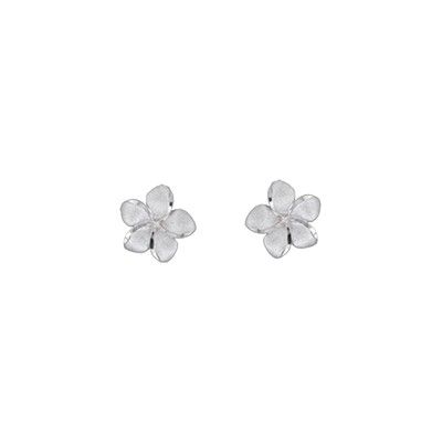 14kt White Gold 7mm Plumeria Pierced Earrings