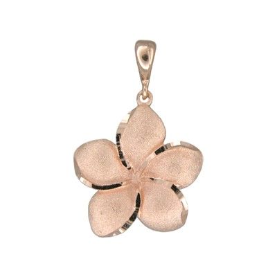 14kt Rose Gold Hawaiian Plumeria 18mm Pendant