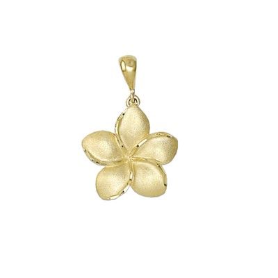 14kt Yellow Gold Hawaiian Plumeria 12mm Pendant