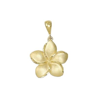 14kt Yellow Gold Hawaiian Plumeria 15mm Pendant