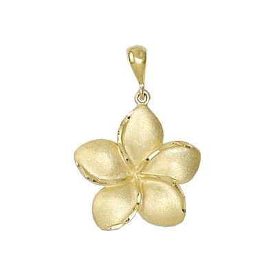 14kt Yellow Gold Hawaiian Plumeria 18mm Pendant