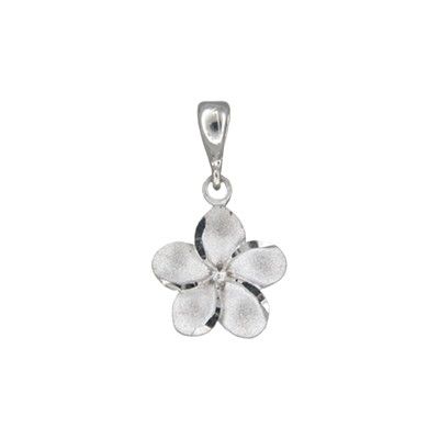 14kt White Gold Hawaiian Plumeria 12mm Pendant