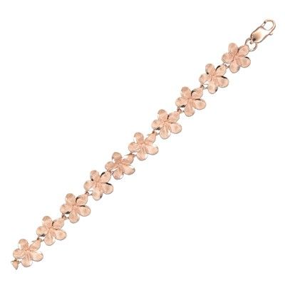 14KT Rose Gold Hawaiian 10mm Plumeria Bracelet