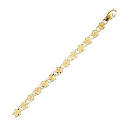 14kt Yellow Gold 5mm Plumeria Leis Link Bracelet