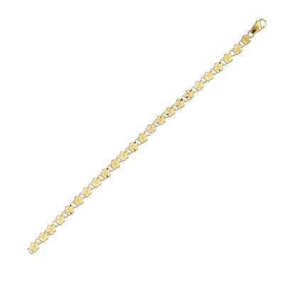14kt Yellow Gold 5mm Plumeria Leis Link Anklet