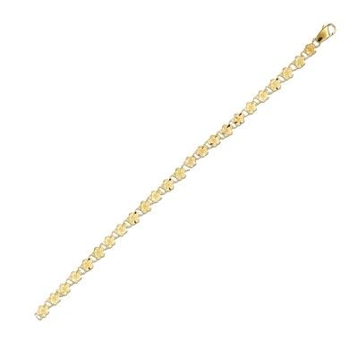 14kt Yellow Gold 5mm Plumeria Leis Link Anklet