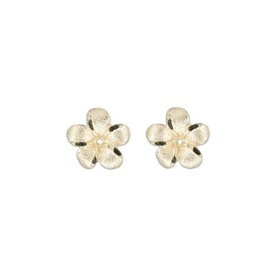 14kt Yellow Gold 10mm Plumeria Earrings Jacket