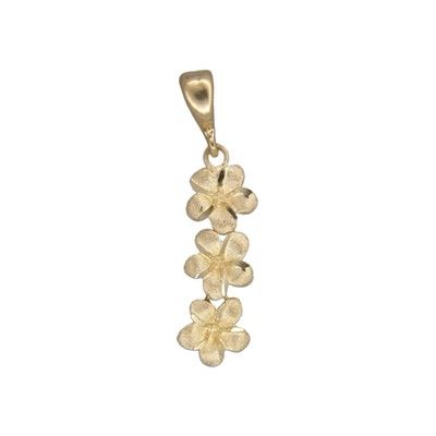 14kt Yellow Gold 7mm Triple Plumeria Pendant