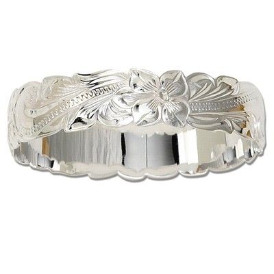 Sterling Silver 15mm Hawaiian Cut-out Bangle