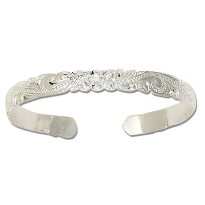 Sterling Silver 6mm Hawaiian Cut-out Cuff Bangle