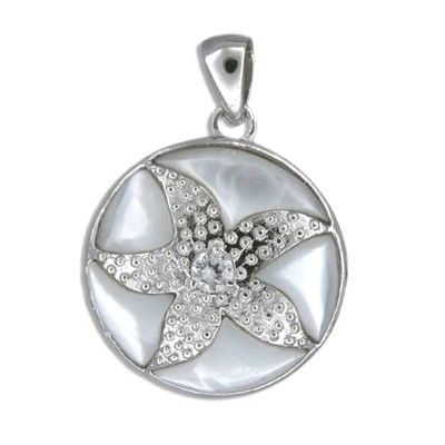 Sterling Silver Hawaiian Sand Dollar White MOP Pendant