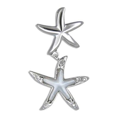 Sterling Silver Starfish Floating White MOP Pendant