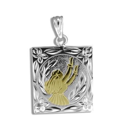 Sterling Silver Yellow Gold Coated Kahiko Moon Light Hula Dancer Pendant