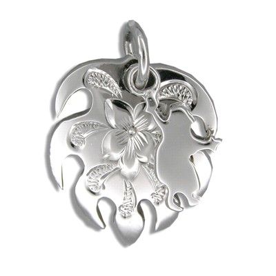 Sterling Silver Kahiko Monstera Leaf with Hula Dancer Pendant