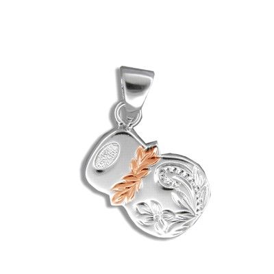 Sterling Silver Rose Gold Coated Kahiko Ipu Pendant (S)