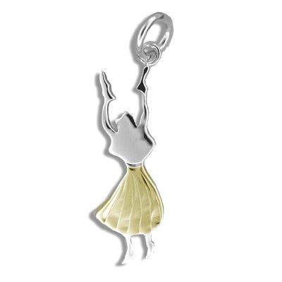 Sterling Silver Yellow Gold Coated Kahiko Hula Dancing I Pendant