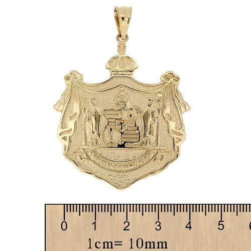 14KT Yellow Gold Hawaiian 40mm Coat of Arms Pendant