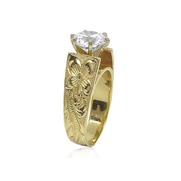 14KT Gold Hawaiian French Mount Ring with Cubic Zirconia