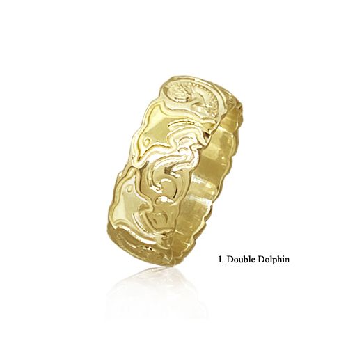 14KT Yellow Gold Custom Hawaiian Wedding Ring with Cut-out Edges