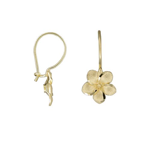 14kt Yellow Gold Flower Dangle Earrings