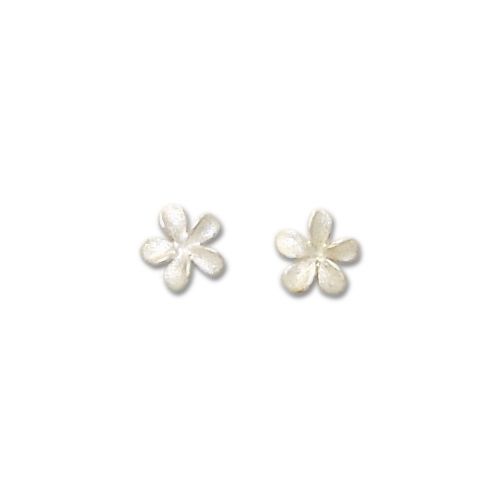 sterling Silver Light Weight White Sand 7mm Plumeria Stud Earrings