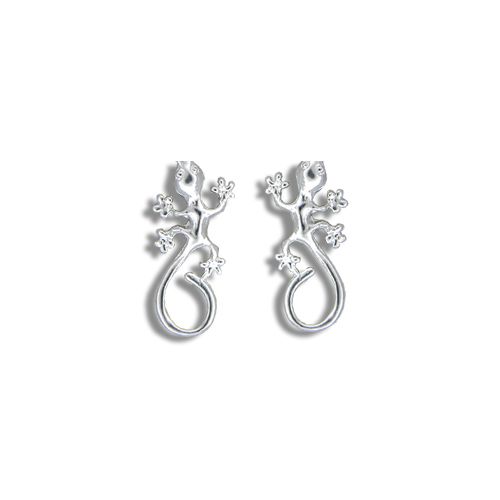 Sterling Silver Hawaiian Gecko Stud Earrings