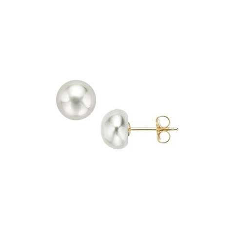 14KT Yellow Gold AA Button Pearl Stud Earrings