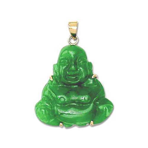 14K Yellow Gold Jade Buddha Pendant