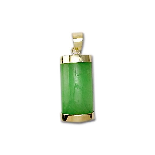14KT Gold Green Jade Pendant
