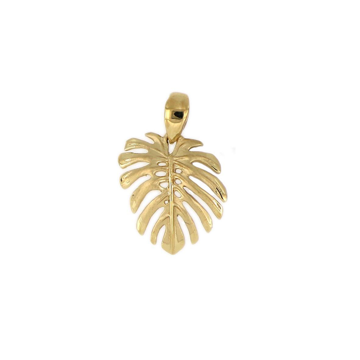 14KT Yellow Gold Hawaiian Monstera Leaf Pendant (S)