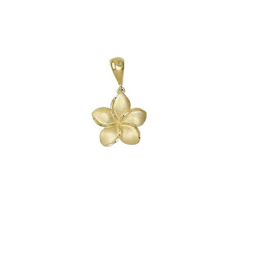 14kt Yellow Gold Hawaiian Plumeria 10mm Pendant