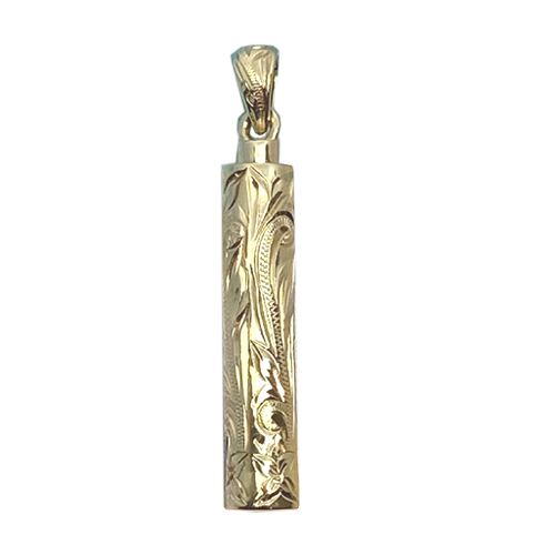 14KT  Gold Hand Carved Hawaiian 6mm Cremation Ash Holder (1.5 inches)
