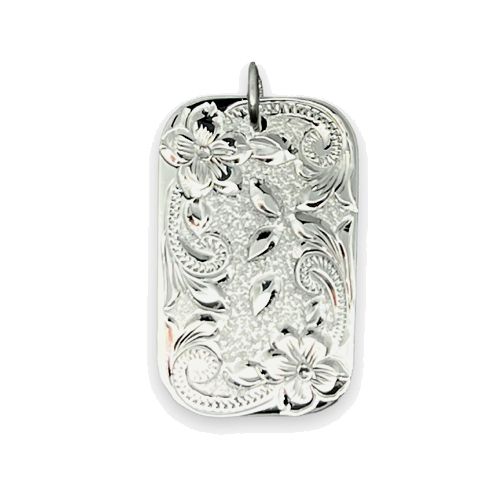 Sterling Silver Hawaiian Dog Tag Pendant with Heritage Designs