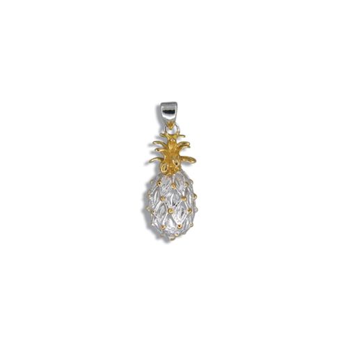Sterling Silver Hawaiian Two Toned Pineapple Pendant (S)