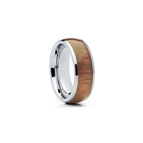 Sterling Silver Hawaiian Koa Wood Wedding Ring Band