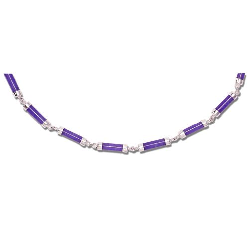 Sterling Silver Purple Jade Tube Necklace 