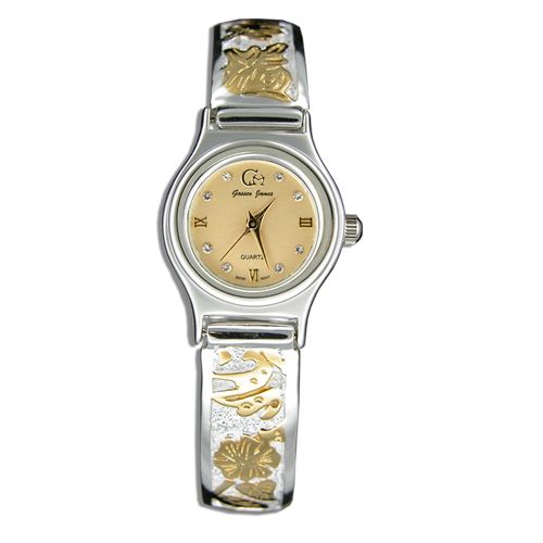 Sterling Silver Two Tone Hawaiian Design Watch