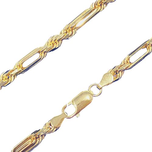 Yellow Gold Plated Sterling Silver Diamond Cut 5.0mm Milano Chain