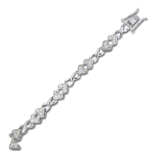 Sterling Silver Infinity with Clear CZ Bracelet