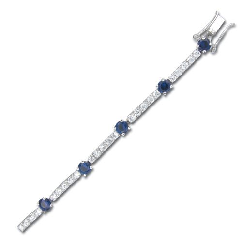Sterling Silver Clear and Sapphire Blue CZ Bracelet
